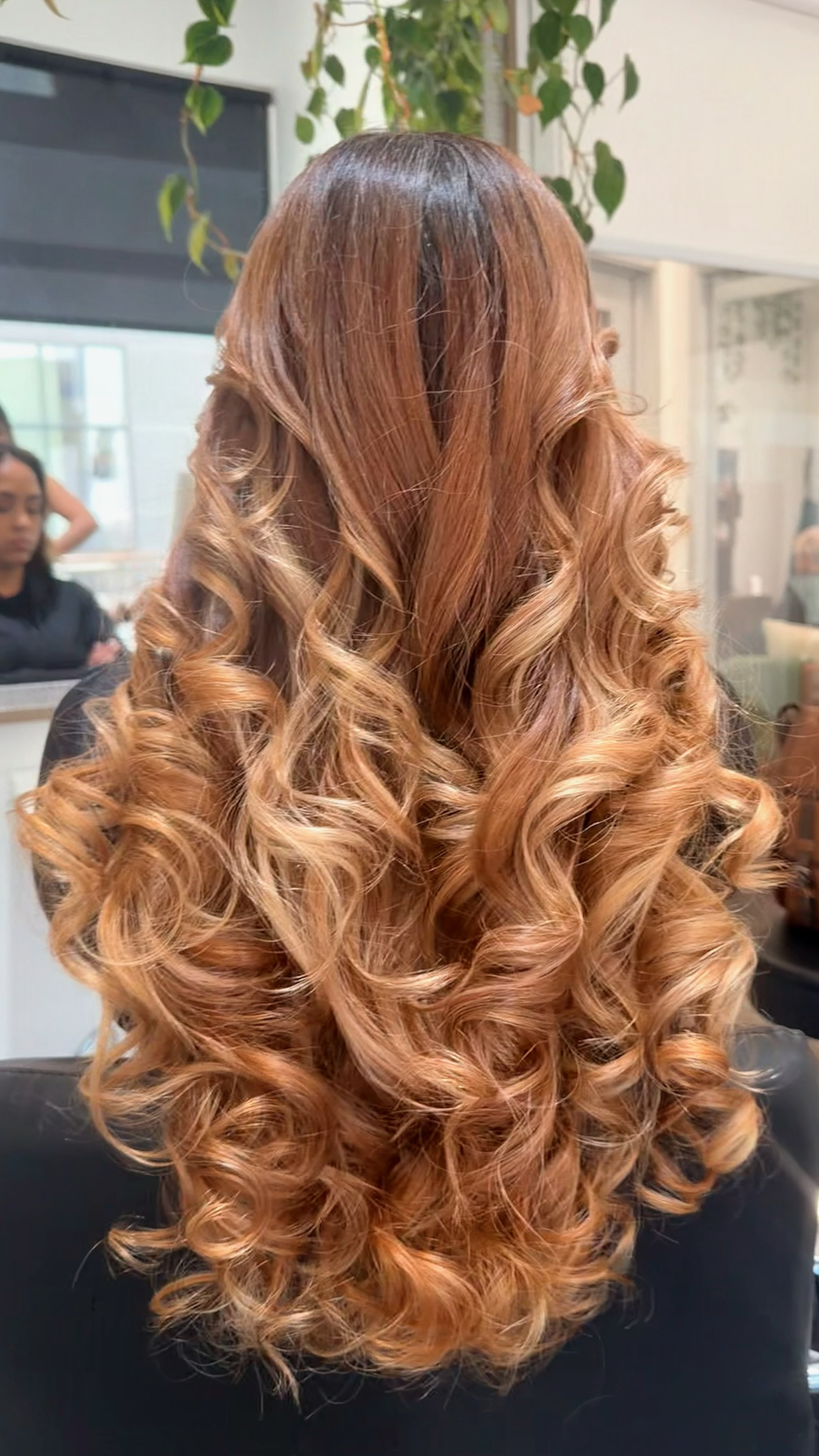 Golden brunette balayage waves by Sonias
