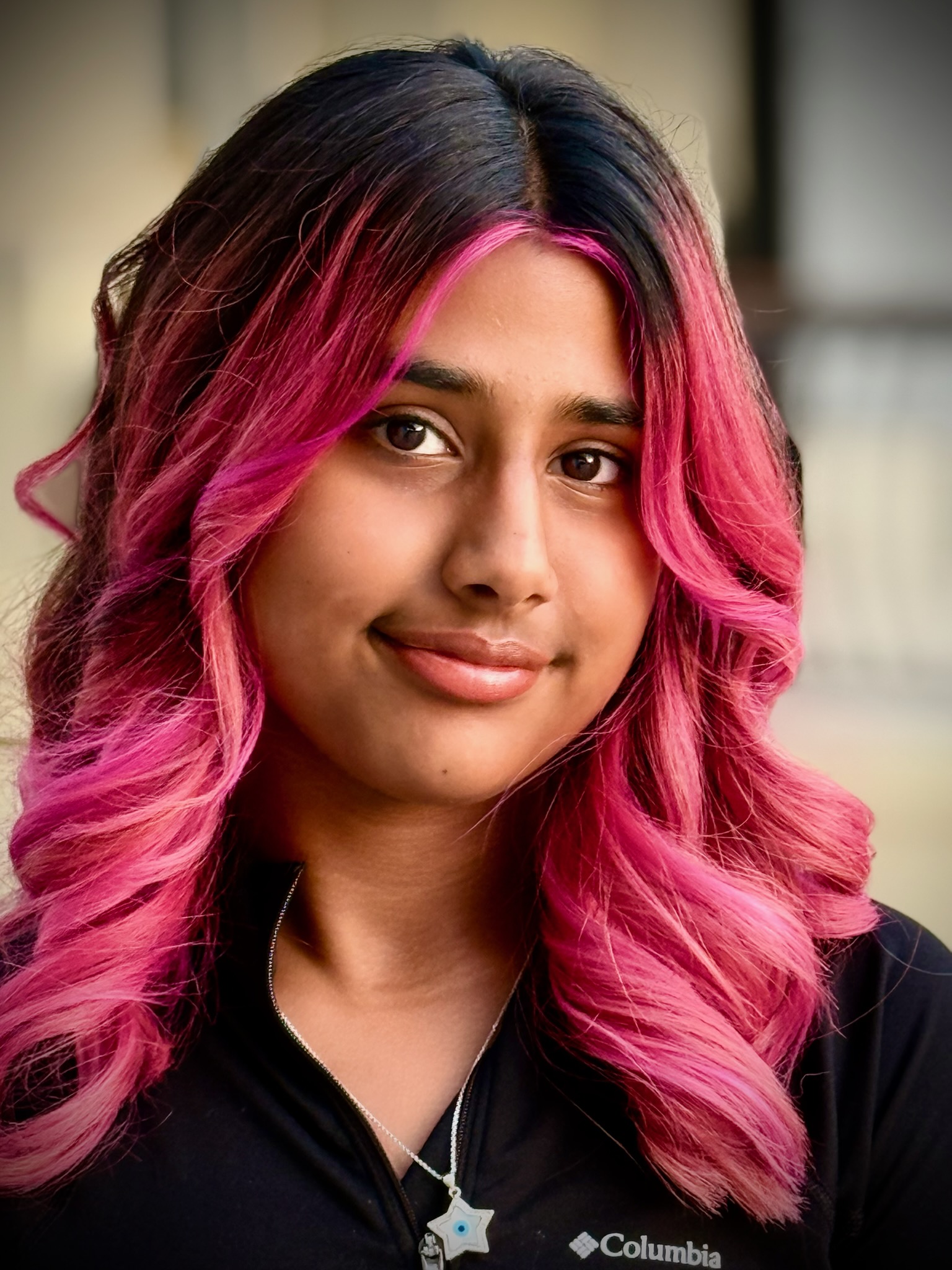 Pink ombre curled hair by Sonias