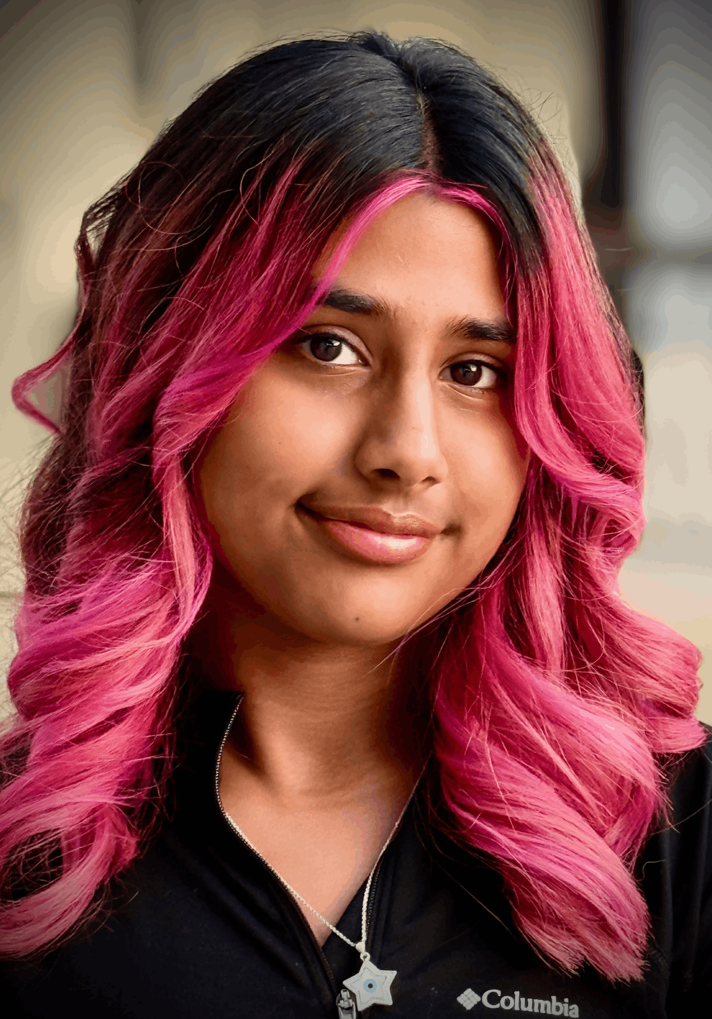Pink ombre curled hair by Sonias